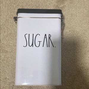 White Sugar Canister with Black Lid